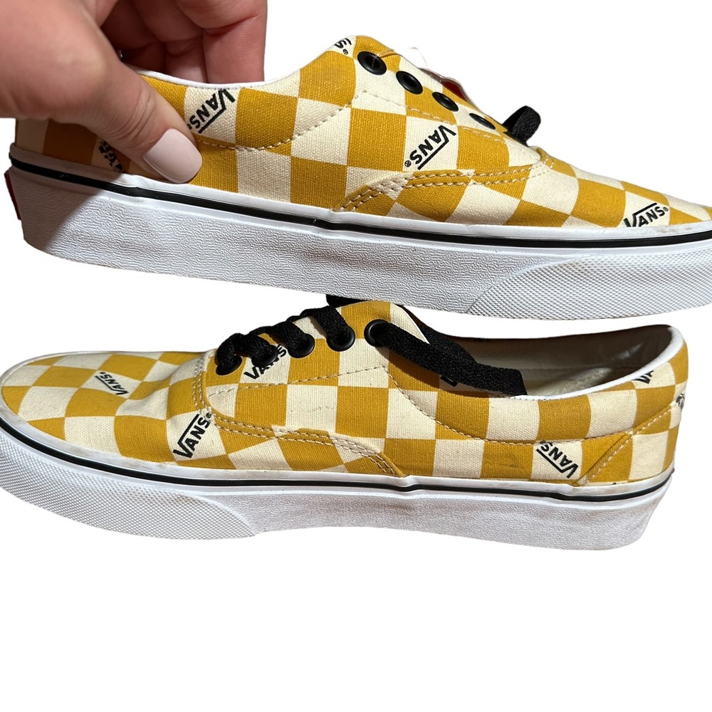 Vans Checkerboard Low Top Sneakers in Yellow and White